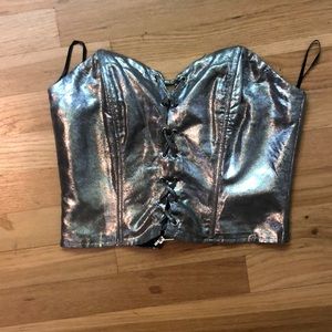 forever 21 metallic crop top